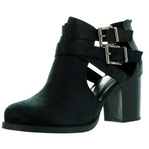Soda Y2K black vegan leather scribe ankle boots